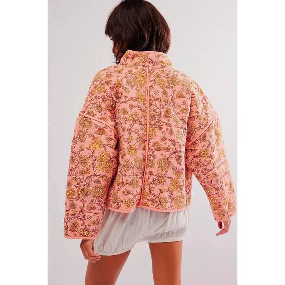 FREE PEOPLE Chloe Jacket Peach Combo Medium NWOT MSRP $198 - Picture 2 of 3
